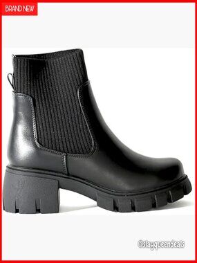 Platform Ankle Boots Elastic Chunky Block Heel Chelsea Booties Lug Sole